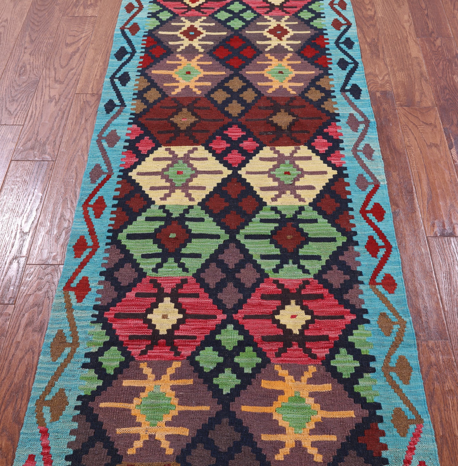 Reversible Kilim Flat Weave Wool On Wool Runner Rug - 2' 9" X 9' 11" - Golden Nile