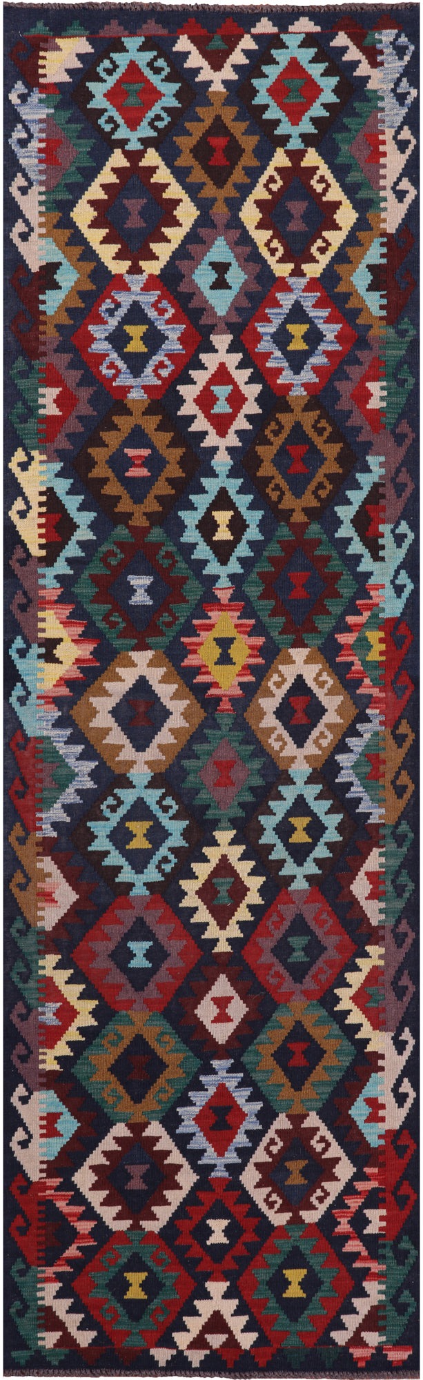Reversible Kilim Flat Weave Wool On Wool Runner Rug - 2' 11" X 10' 0" - Golden Nile