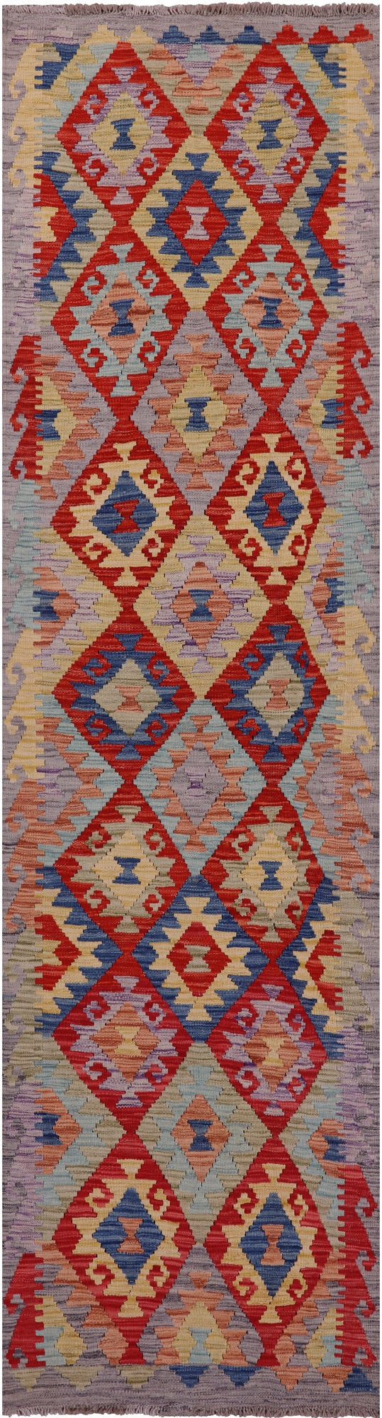 Reversible Kilim Flat Weave Wool On Wool Runner Rug - 2' 8" X 9' 6" - Golden Nile