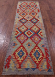 Reversible Kilim Flat Weave Wool On Wool Runner Rug - 2' 8" X 9' 6" - Golden Nile