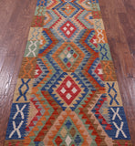Reversible Kilim Flat Weave Wool On Wool Runner Rug - 2' 10" X 10' 2" - Golden Nile