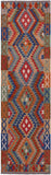 Reversible Kilim Flat Weave Wool On Wool Runner Rug - 2' 10" X 10' 2" - Golden Nile