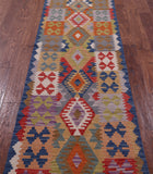 Reversible Kilim Flat Weave Wool On Wool Runner Rug - 2' 7" X 9' 6" - Golden Nile