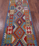 Reversible Kilim Flat Weave Wool On Wool Runner Rug - 2' 7" X 9' 8" - Golden Nile