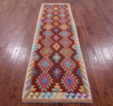 Reversible Kilim Flat Weave Wool On Wool Runner Rug - 2' 9" X 9' 6" - Golden Nile