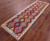 Reversible Kilim Flat Weave Wool On Wool Runner Rug - 2' 9" X 9' 6" - Golden Nile