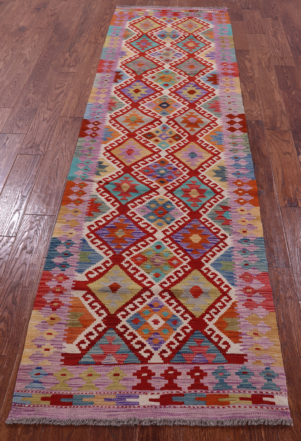 Reversible Kilim Flat Weave Wool On Wool Runner Rug - 2' 7" X 9' 5" - Golden Nile