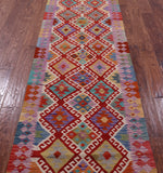 Reversible Kilim Flat Weave Wool On Wool Runner Rug - 2' 7" X 9' 5" - Golden Nile