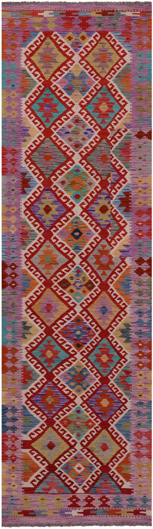 Reversible Kilim Flat Weave Wool On Wool Runner Rug - 2' 7" X 9' 5" - Golden Nile