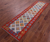 Reversible Kilim Flat Weave Wool On Wool Runner Rug - 2' 7" X 9' 7" - Golden Nile