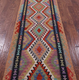 Reversible Kilim Flat Weave Wool On Wool Runner Rug - 2' 8" X 9' 5" - Golden Nile