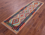 Reversible Kilim Flat Weave Wool On Wool Runner Rug - 2' 8" X 9' 5" - Golden Nile