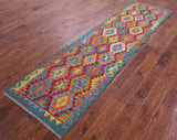 Reversible Kilim Flat Weave Wool On Wool Runner Rug - 2' 7" X 9' 9" - Golden Nile