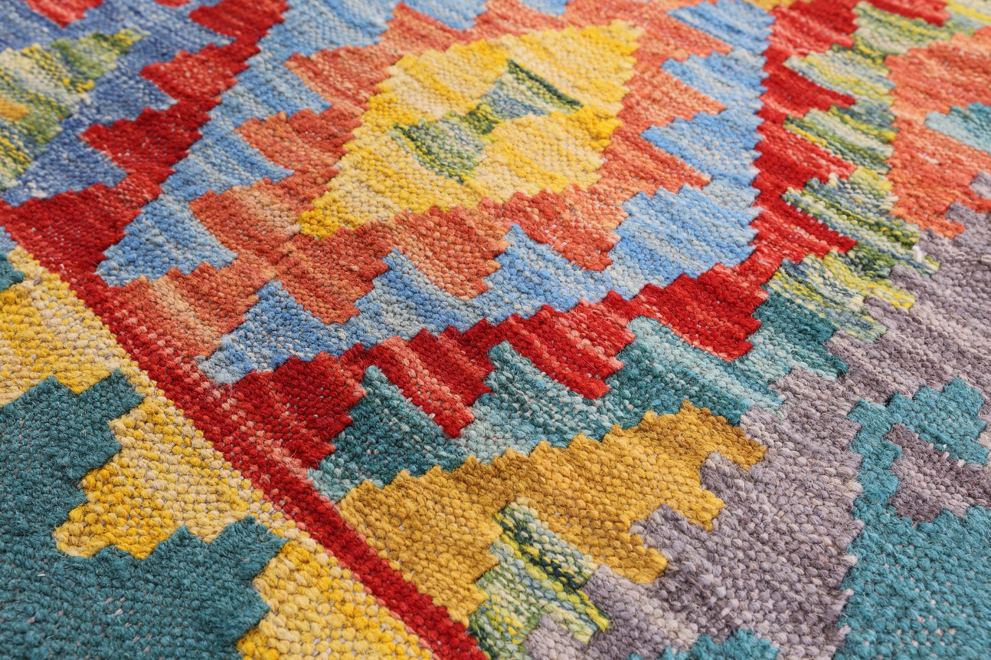 Reversible Kilim Flat Weave Wool On Wool Runner Rug - 2' 7" X 9' 9" - Golden Nile