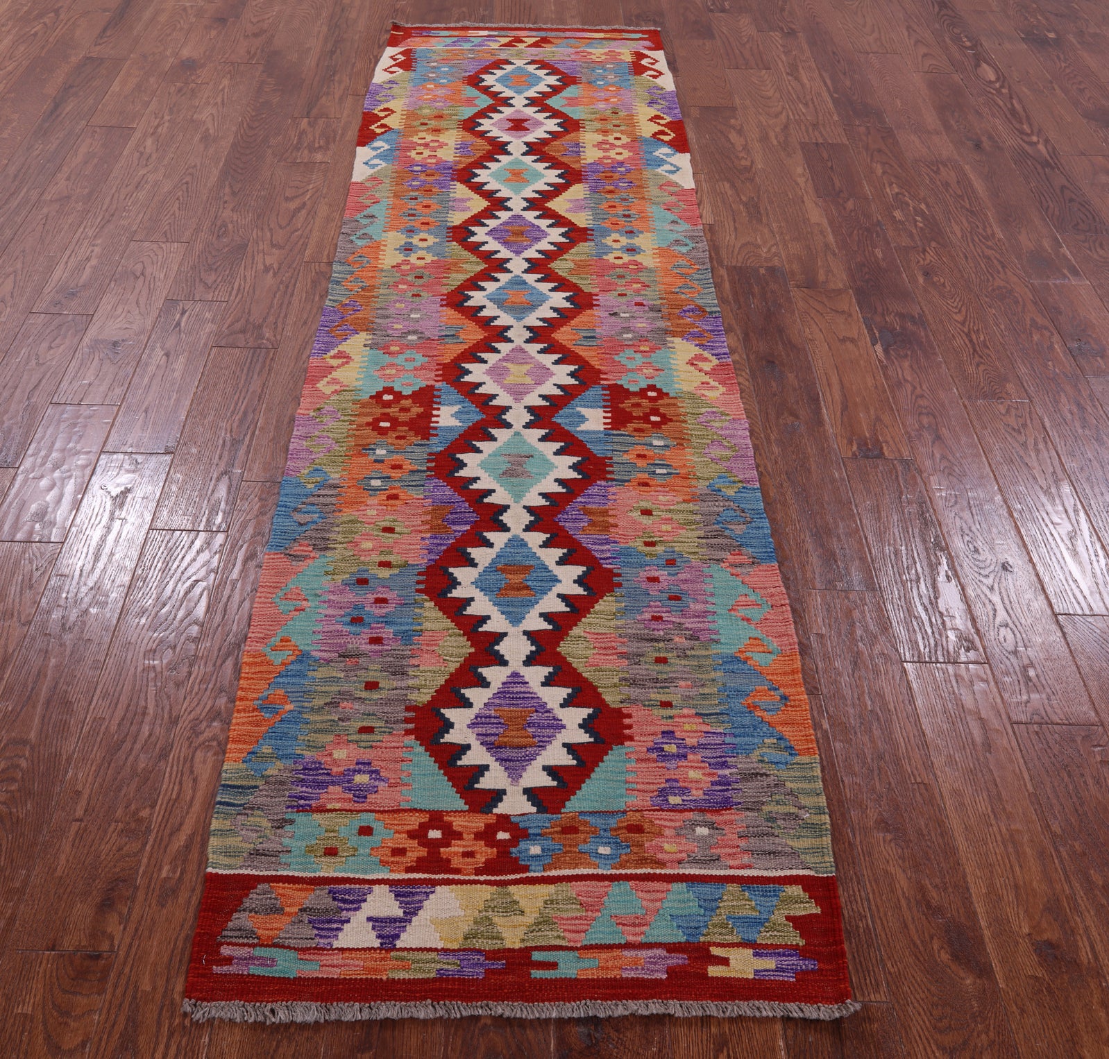 Reversible Kilim Flat Weave Wool On Wool Runner Rug - 2' 7" X 9' 5" - Golden Nile