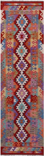 Reversible Kilim Flat Weave Wool On Wool Runner Rug - 2' 7" X 9' 5" - Golden Nile