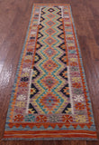 Reversible Kilim Flat Weave Wool On Wool Runner Rug - 2' 7" X 9' 9" - Golden Nile