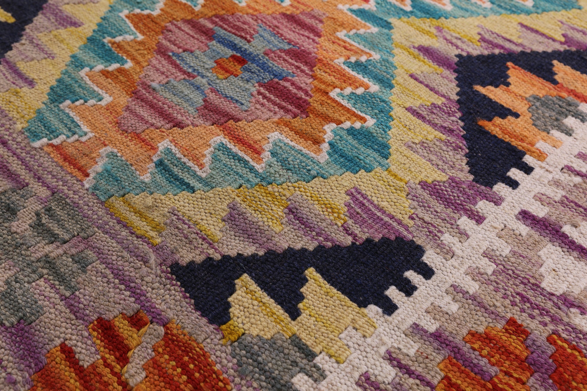 Reversible Kilim Flat Weave Wool On Wool Runner Rug - 2' 7" X 9' 9" - Golden Nile