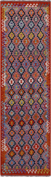 Reversible Kilim Flat Weave Wool On Wool Runner Rug - 2' 10" X 9' 9" - Golden Nile