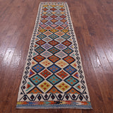 Reversible Kilim Flat Weave Wool On Wool Runner Rug - 2' 7" X 9' 6" - Golden Nile