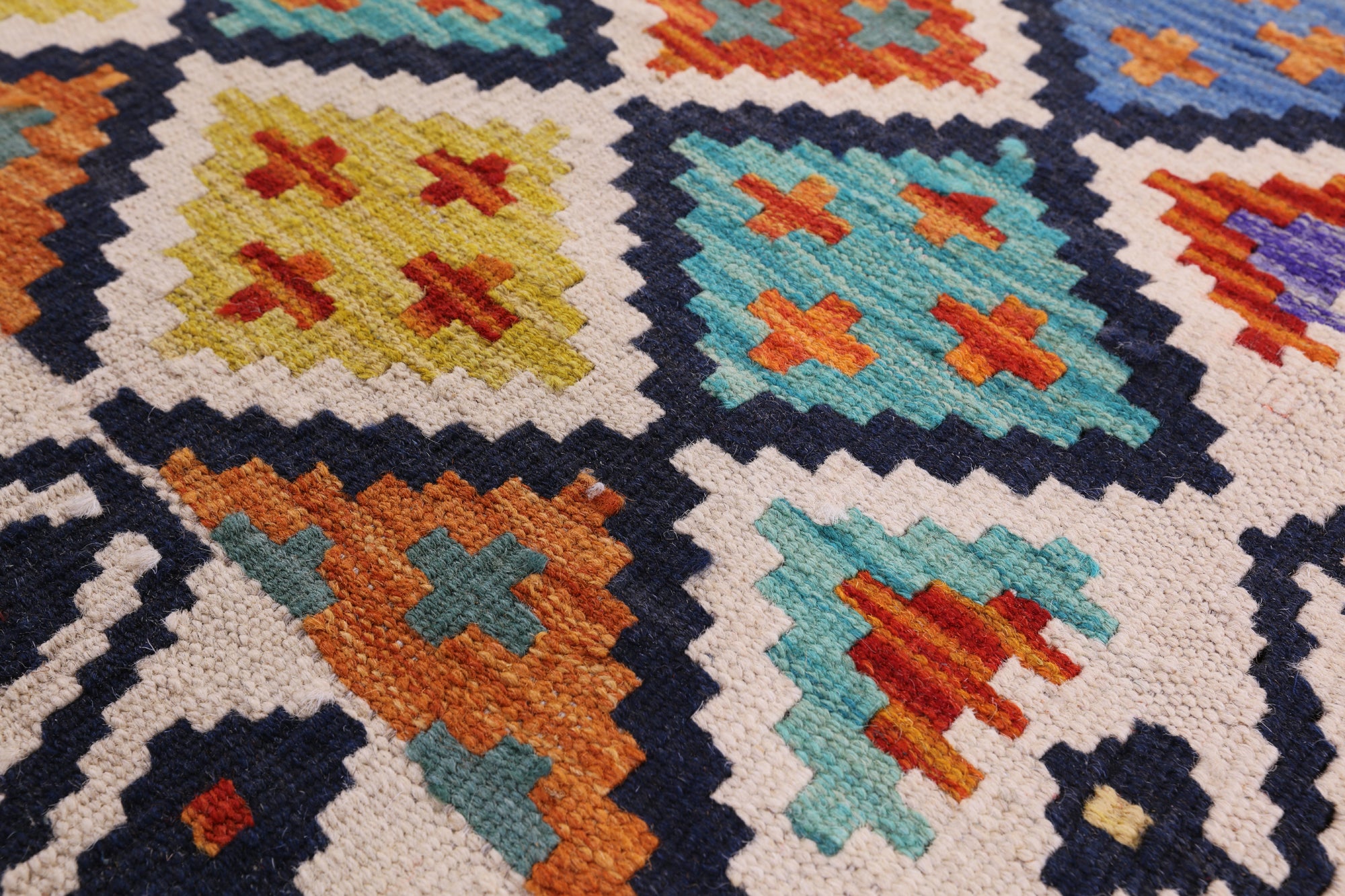 Reversible Kilim Flat Weave Wool On Wool Runner Rug - 2' 7" X 9' 6" - Golden Nile
