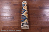 Reversible Kilim Flat Weave Wool On Wool Runner Rug - 2' 7" X 9' 6" - Golden Nile