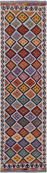 Reversible Kilim Flat Weave Wool On Wool Runner Rug - 2' 7" X 9' 6" - Golden Nile