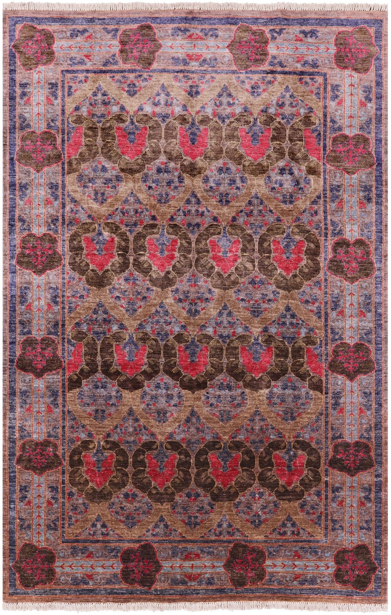 William Morris Handmade Wool Area Rug - 5' 9" X 8' 9" - Golden Nile