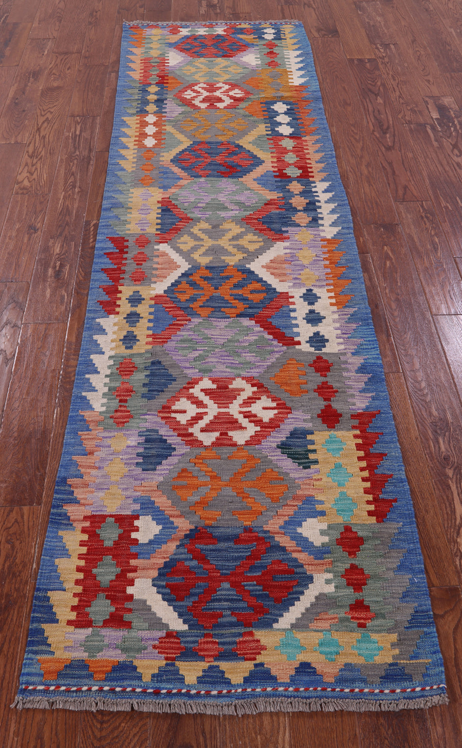 Reversible Kilim Flat Weave Wool On Wool Runner Rug - 2' 7" X 9' 6" - Golden Nile