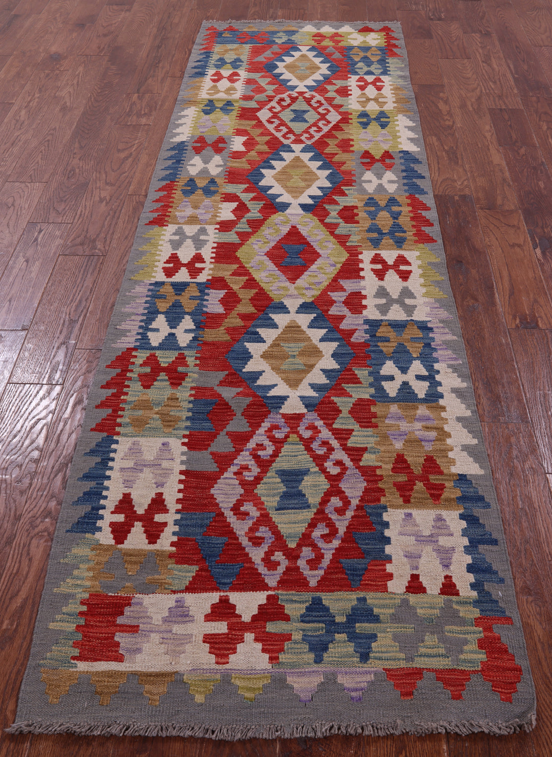 Reversible Kilim Flat Weave Wool On Wool Runner Rug - 2' 9" X 9' 8" - Golden Nile
