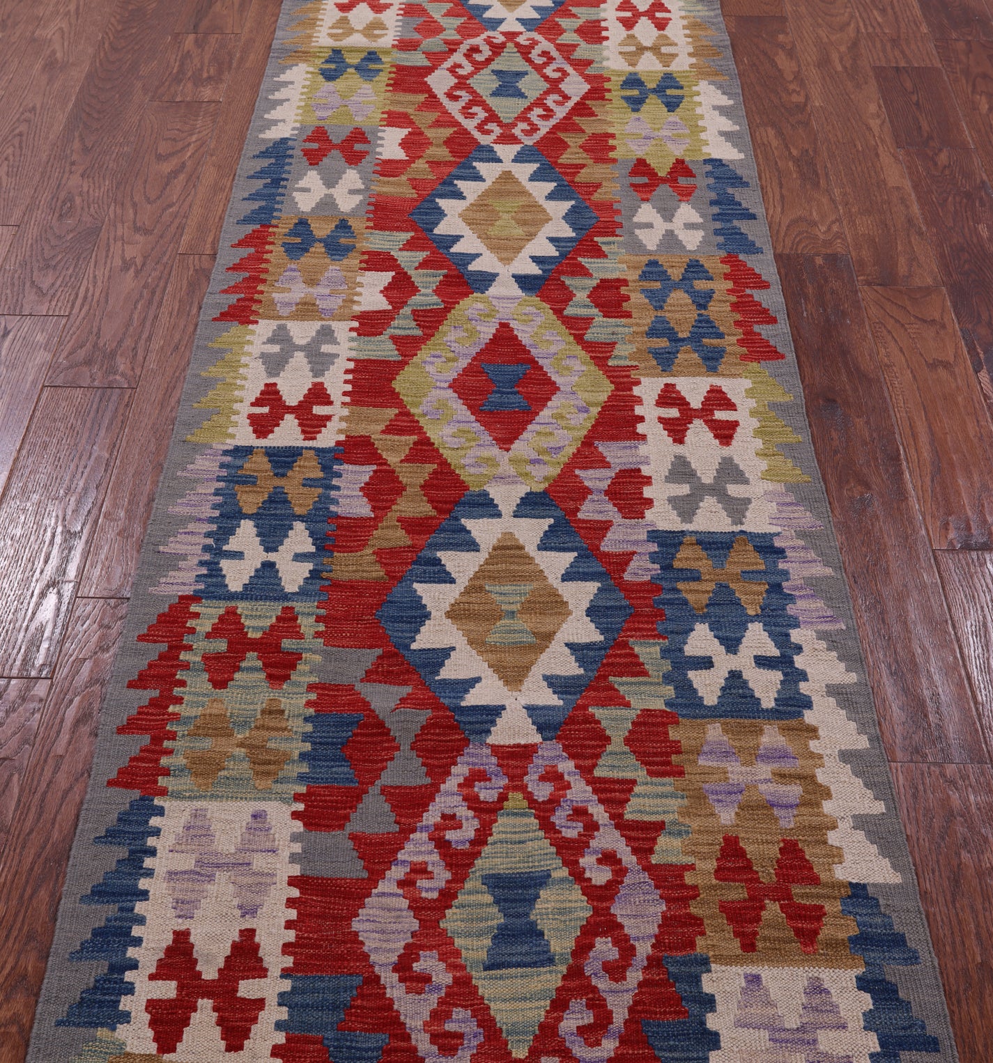 Reversible Kilim Flat Weave Wool On Wool Runner Rug - 2' 9" X 9' 8" - Golden Nile