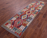Reversible Kilim Flat Weave Wool On Wool Runner Rug - 2' 9" X 9' 8" - Golden Nile
