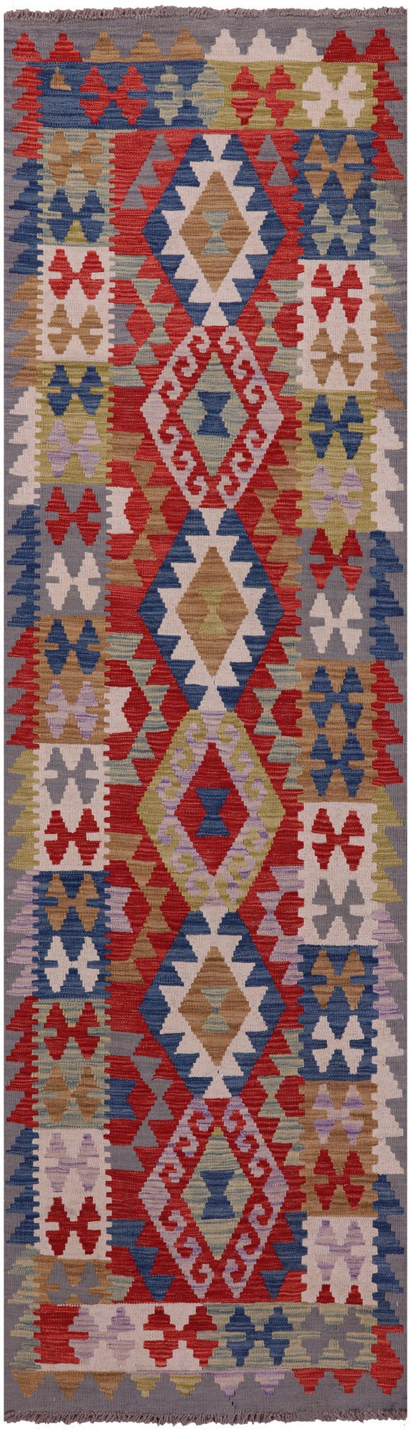 Reversible Kilim Flat Weave Wool On Wool Runner Rug - 2' 9" X 9' 8" - Golden Nile