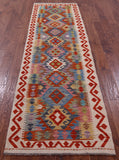 Reversible Kilim Flat Weave Wool On Wool Runner Rug - 2' 10" X 9' 8" - Golden Nile