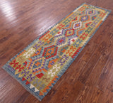 Reversible Kilim Flat Weave Wool On Wool Runner Rug - 2' 9" X 9' 7" - Golden Nile