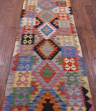 Reversible Kilim Flat Weave Wool On Wool Runner Rug - 2' 7" X 9' 4" - Golden Nile