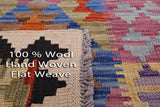 Reversible Kilim Flat Weave Wool On Wool Runner Rug - 2' 7" X 9' 4" - Golden Nile