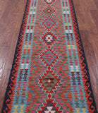 Reversible Kilim Flat Weave Wool On Wool Runner Rug - 2' 7" X 9' 10" - Golden Nile