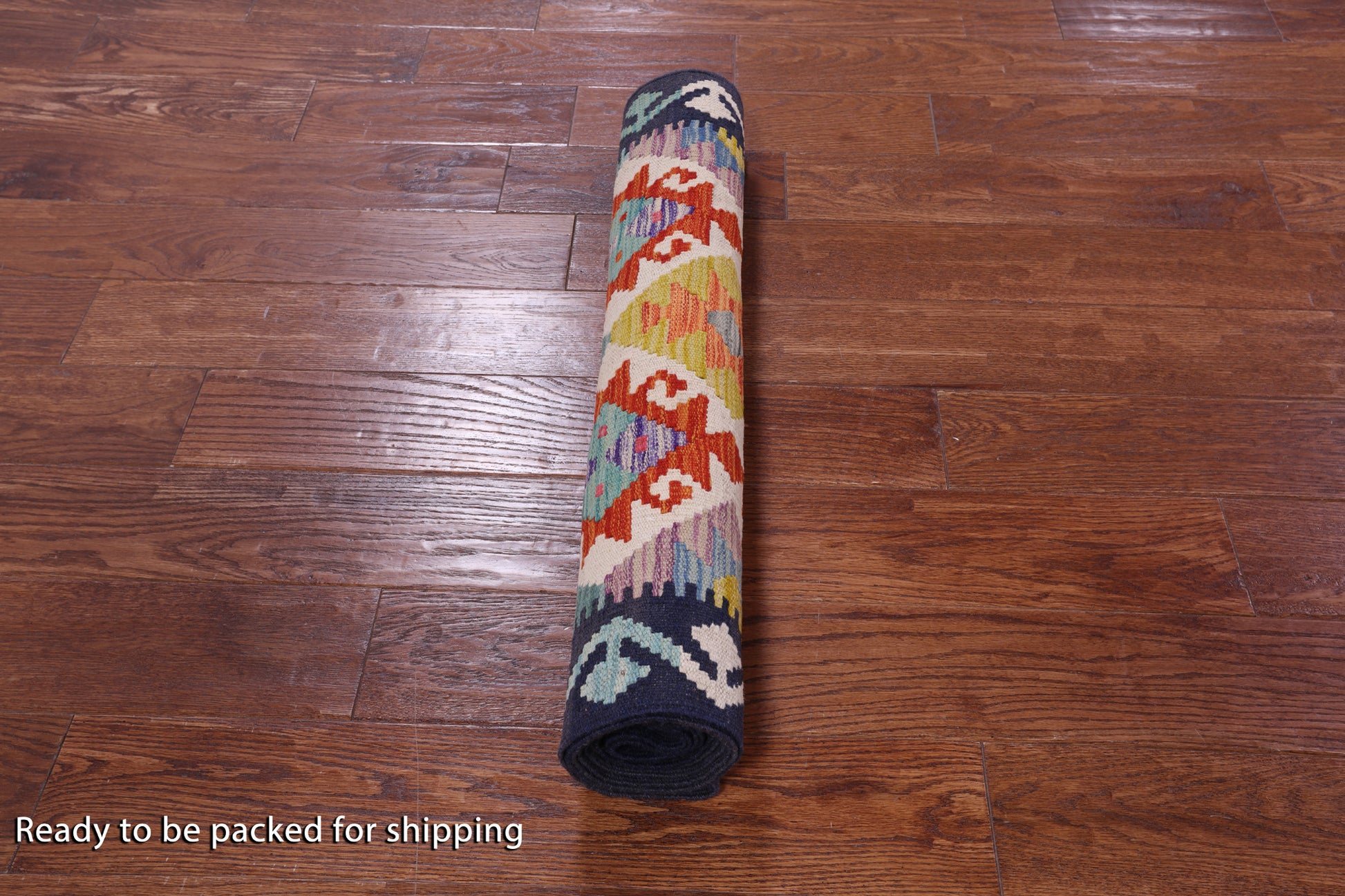 Reversible Kilim Flat Weave Wool On Wool Rug - 2' 7" X 9' 7" - Golden Nile