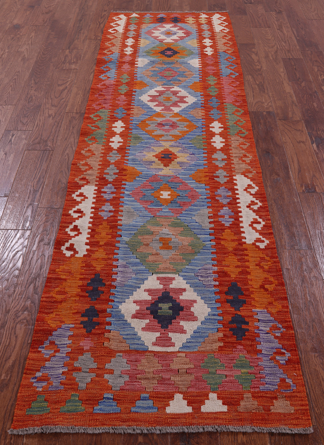 Reversible Kilim Flat Weave Wool On Wool Rug - 2' 8" X 9' 2" - Golden Nile