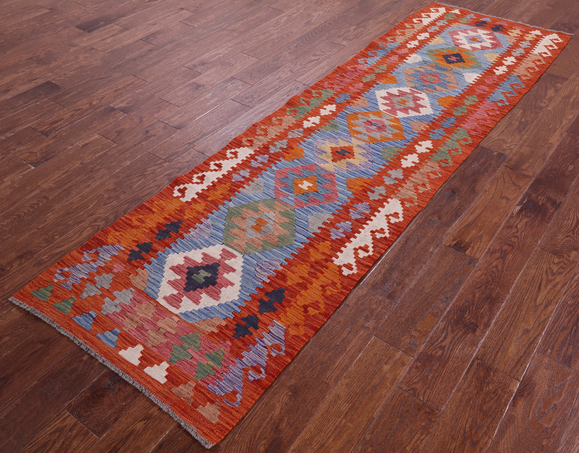 Reversible Kilim Flat Weave Wool On Wool Rug - 2' 8" X 9' 2" - Golden Nile