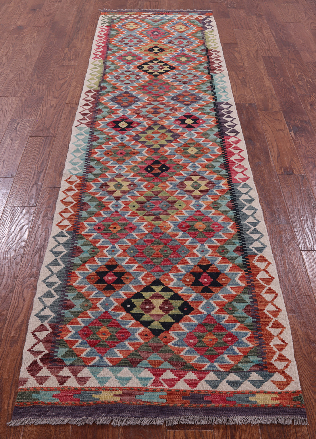 Reversible Kilim Flat Weave Wool On Wool Runner Rug - 2' 8" X 9' 11" - Golden Nile