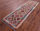Reversible Kilim Flat Weave Wool On Wool Runner Rug - 2' 8" X 9' 11" - Golden Nile