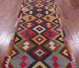 Reversible Kilim Flat Weave Wool On Wool Runner Rug - 3' 7" X 12' 7" - Golden Nile