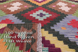Reversible Kilim Flat Weave Wool On Wool Runner Rug - 3' 7" X 12' 7" - Golden Nile