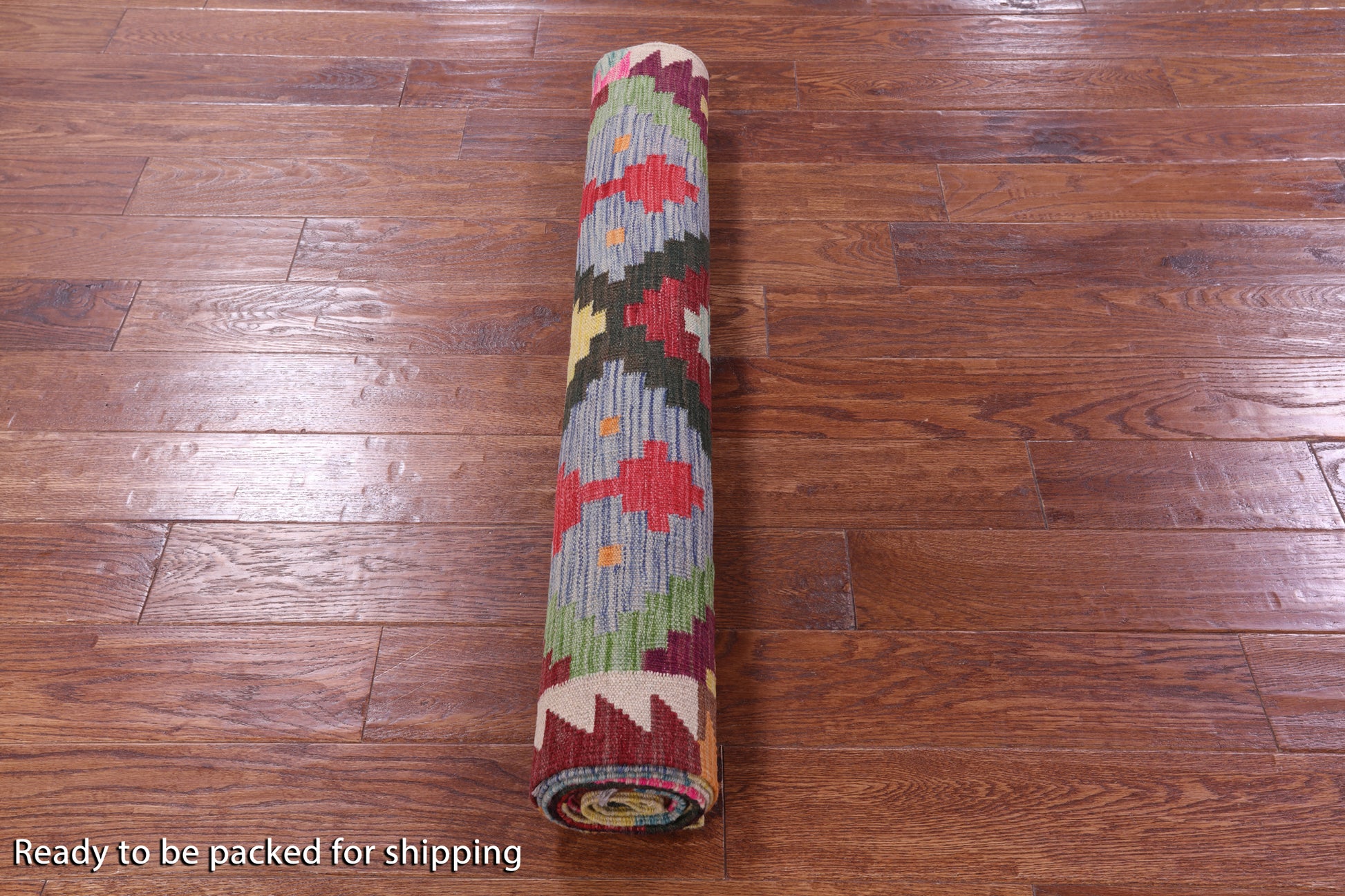 Reversible Kilim Flat Weave Wool On Wool Runner Rug - 3' 7" X 12' 7" - Golden Nile