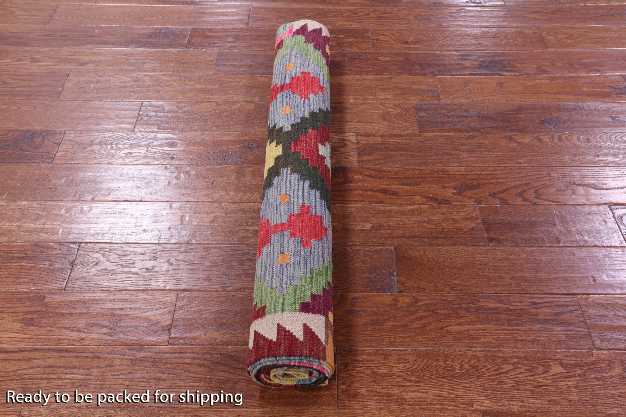 Reversible Kilim Flat Weave Wool On Wool Runner Rug - 3' 7" X 12' 7" - Golden Nile