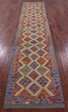 Reversible Kilim Flat Weave Wool On Wool Runner Rug - 2' 9" X 13' 0" - Golden Nile
