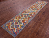 Reversible Kilim Flat Weave Wool On Wool Runner Rug - 2' 9" X 13' 0" - Golden Nile