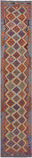 Reversible Kilim Flat Weave Wool On Wool Runner Rug - 2' 9" X 13' 0" - Golden Nile
